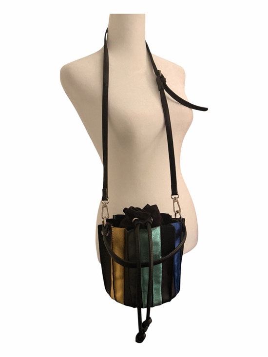 Skinnydip Handbags - Multicolor Metallic Stripe Drawstring Crossbody Bag - Black